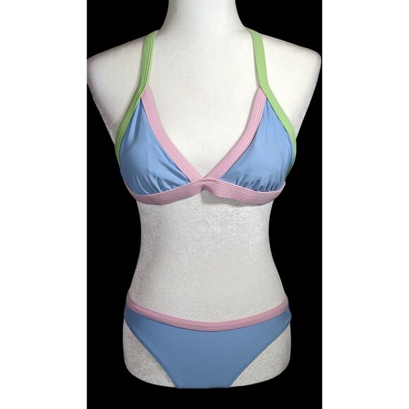 Salt & Cove Other - Salt & Cove Juniors Blue Pink And Green X Back Bikini